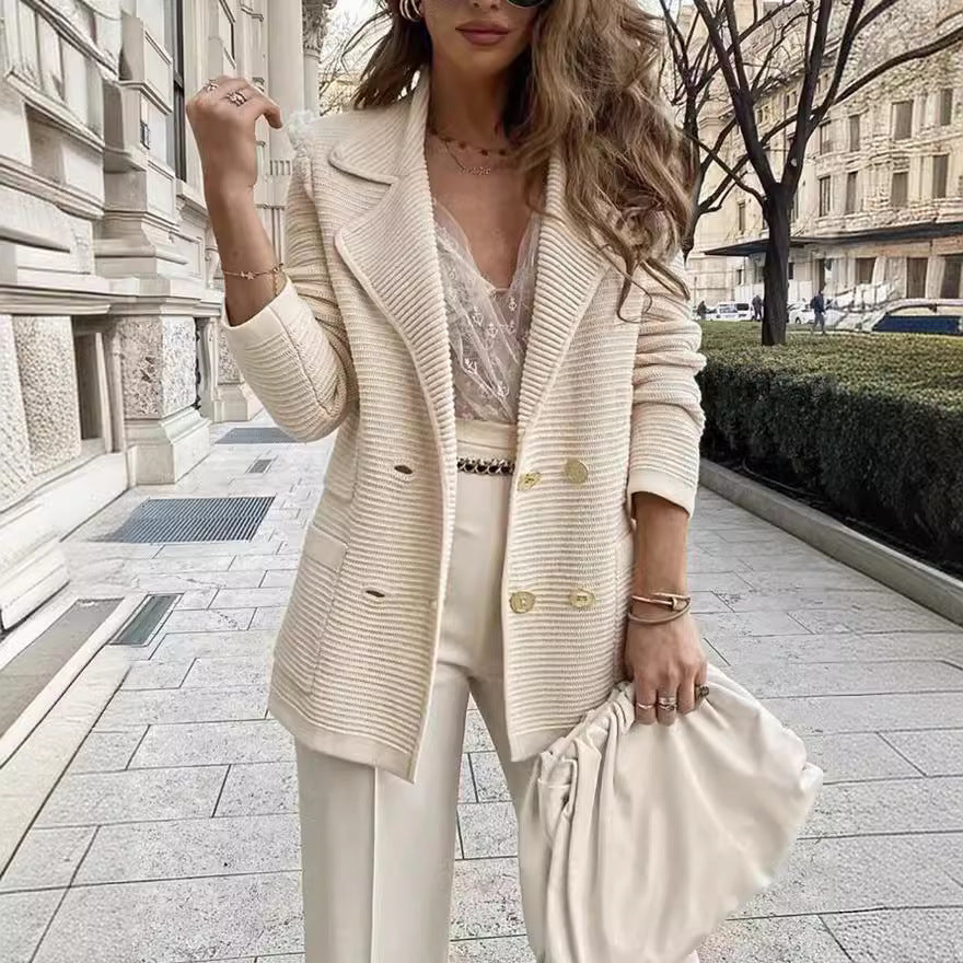Women Elegant Structured Blazer with Playful Classic Button Details Ivyshape