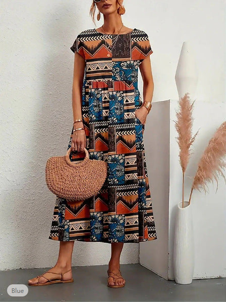 Women’s maxi dress with casual cut and floral pattern Ivyshape