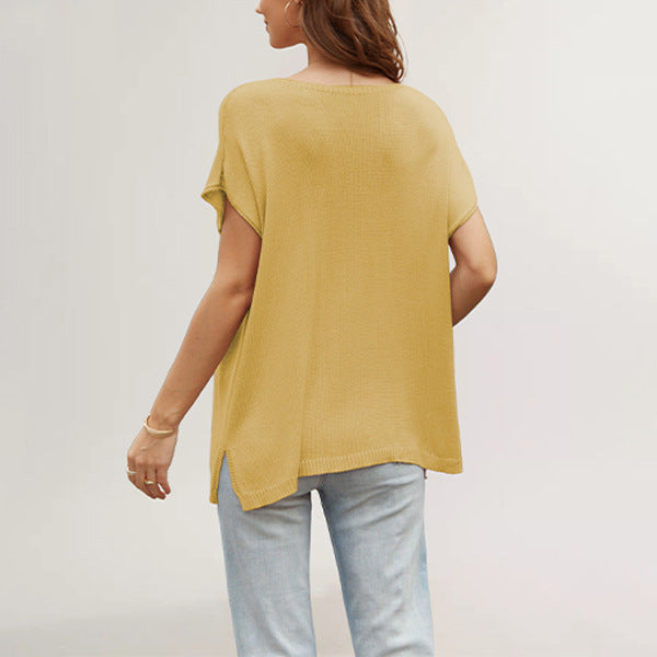 IvyShape | Solid Split Knit Top