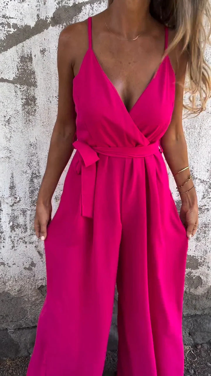 Women Elegant Wrap Jumpsuit Ivyshape