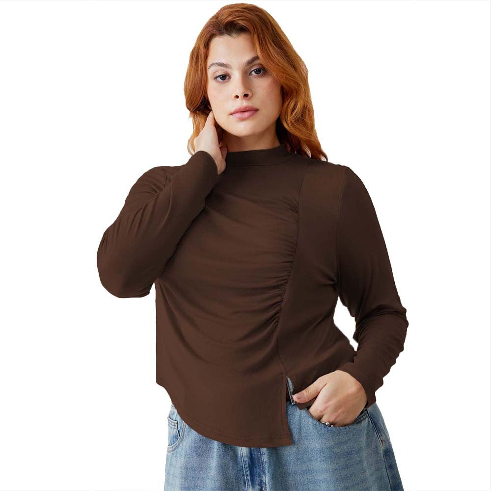 Women Figure-flattering Long Sleeve Shirt with Ruffle Details and Elegant Cut Ivyshape