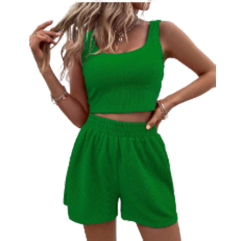 Ladies Sporty Crop Top and Shorts Set Ivyshape