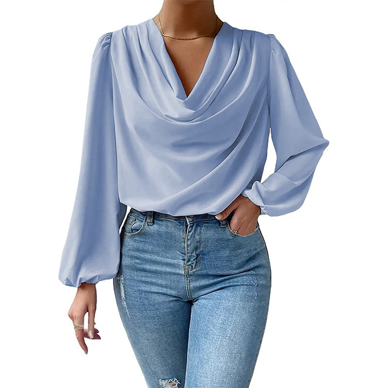 Ivyshape | Draped V-Neck Chiffon Top