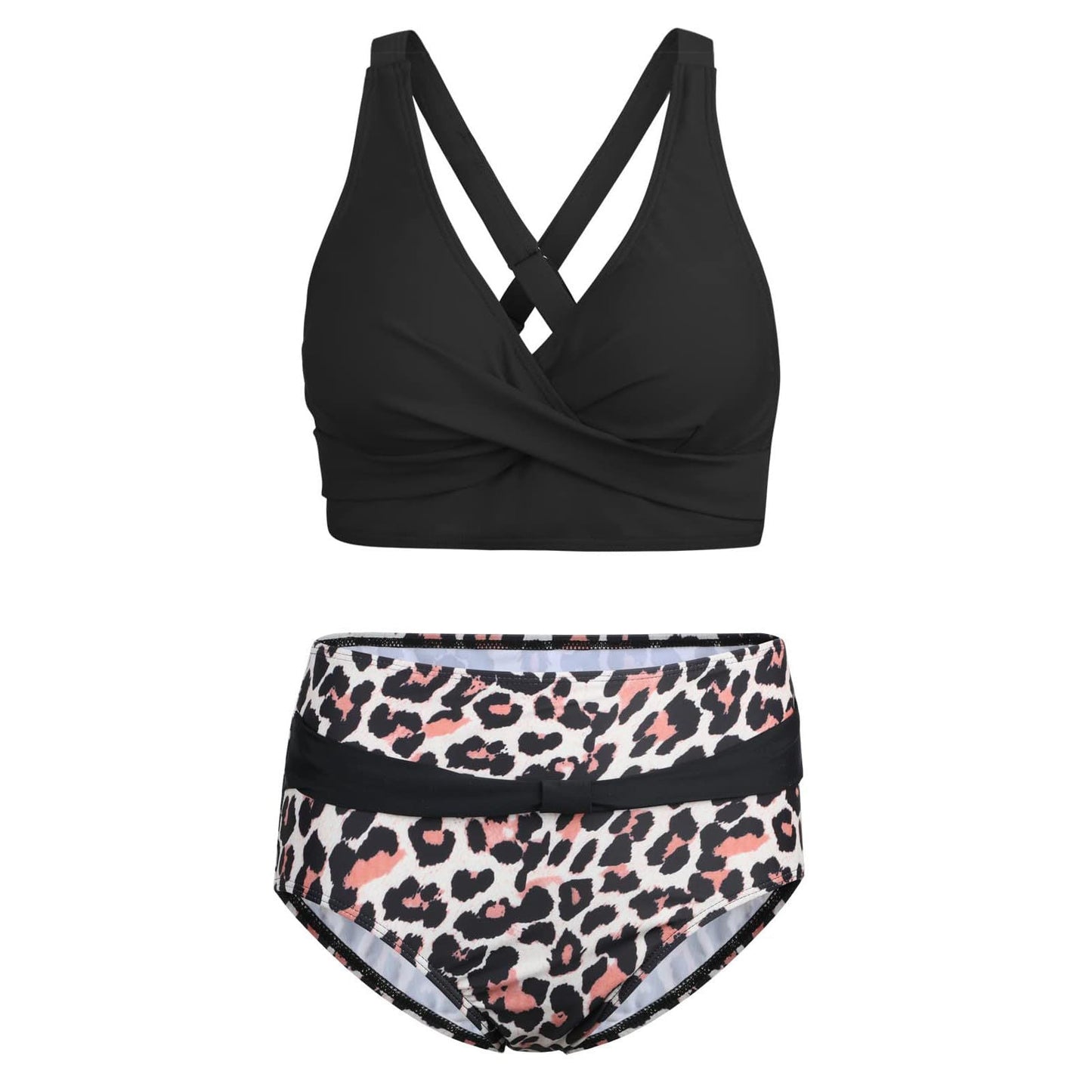 Women High-Waisted Bikini Set with Tied Top and Snug Contours Ivyshape