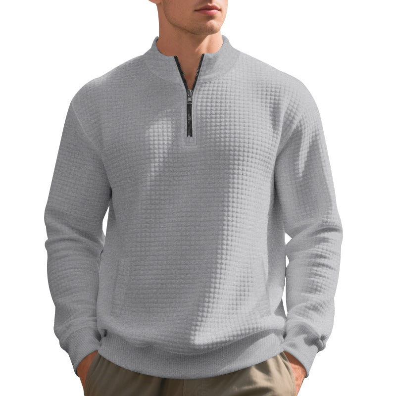 Men's sweatshirt with half zip and textured design Ivyshape