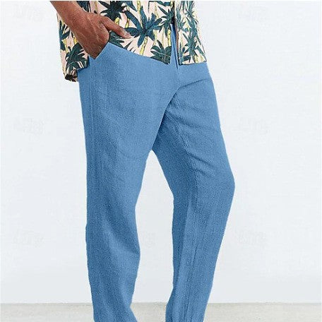 Men's Loose Chino Pants with Elastic Waistband and Side Pockets Ivyshape