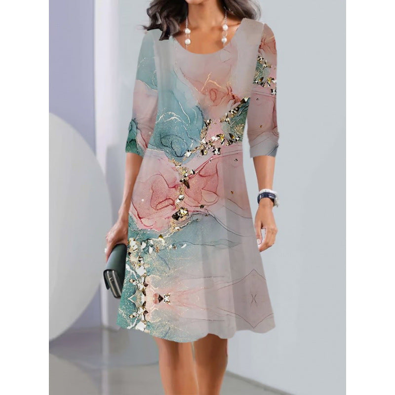 Women's Flowing Floral Dress with Elegant Gradient Design Ivyshape