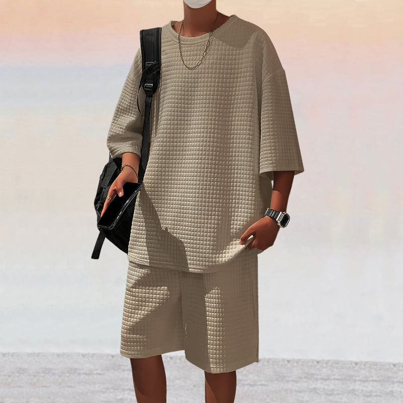 Men's Leisure Sport Set with Loose Fitting Top and Breathable Shorts Ivyshape