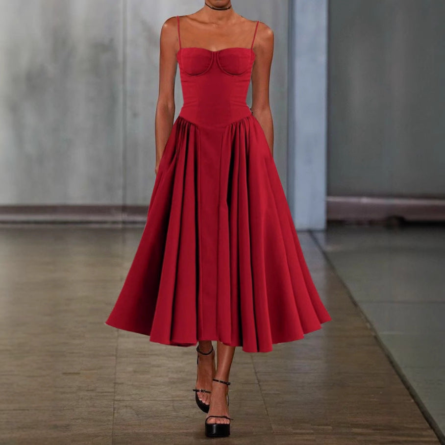 Women Elegant A-Line Midi Dress Ivyshape