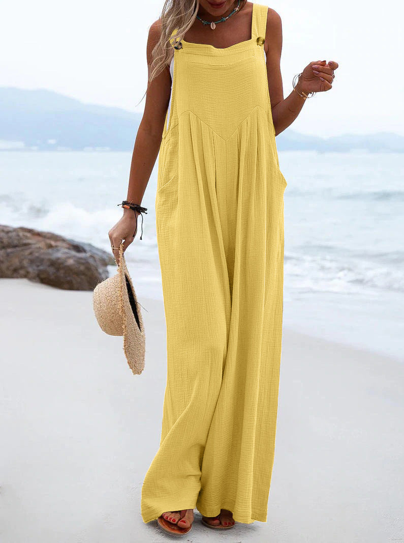 Women Casual Jumpsuit with Wide Cut Legs and Pockets Ivyshape