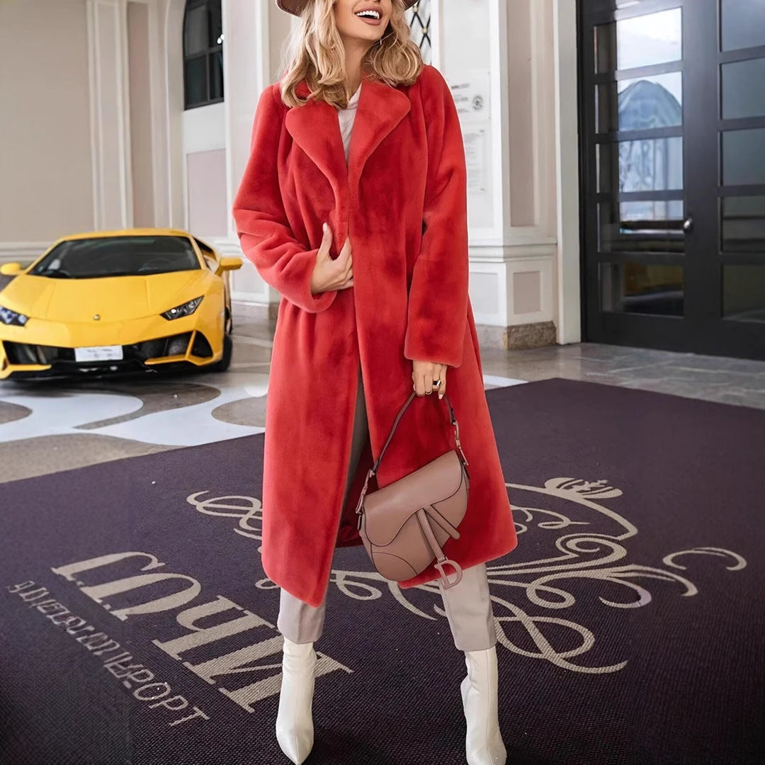 Women's fashionable and cozy long jacket made of high-quality fleece Ivyshape
