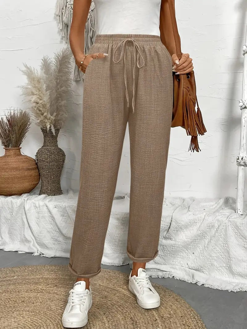 Women's lounge pants with elastic waistband and fashionable details Ivyshape