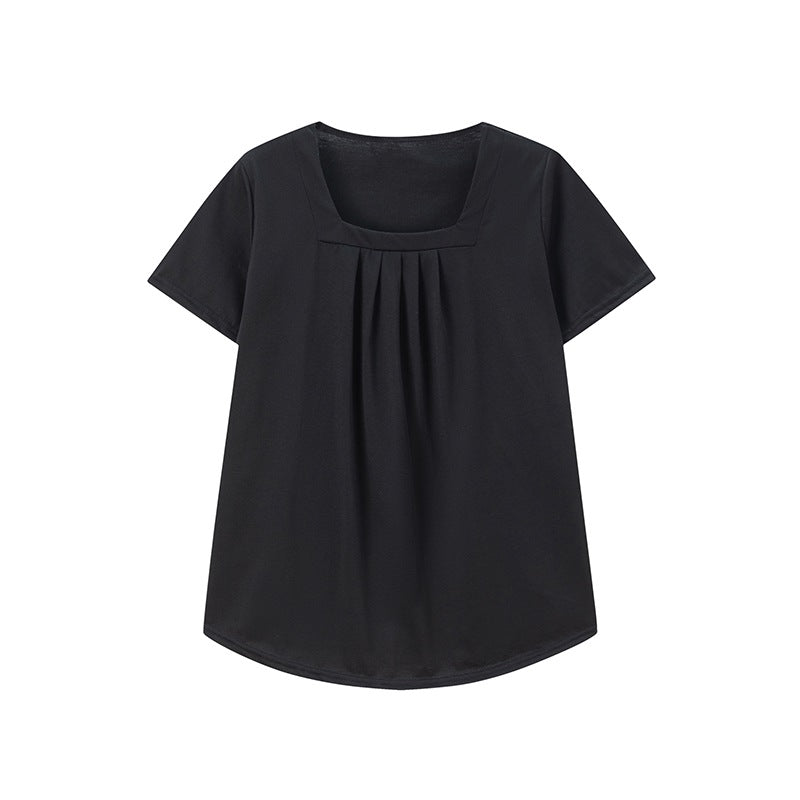 Women Pleated Square Neck Top Ivyshape