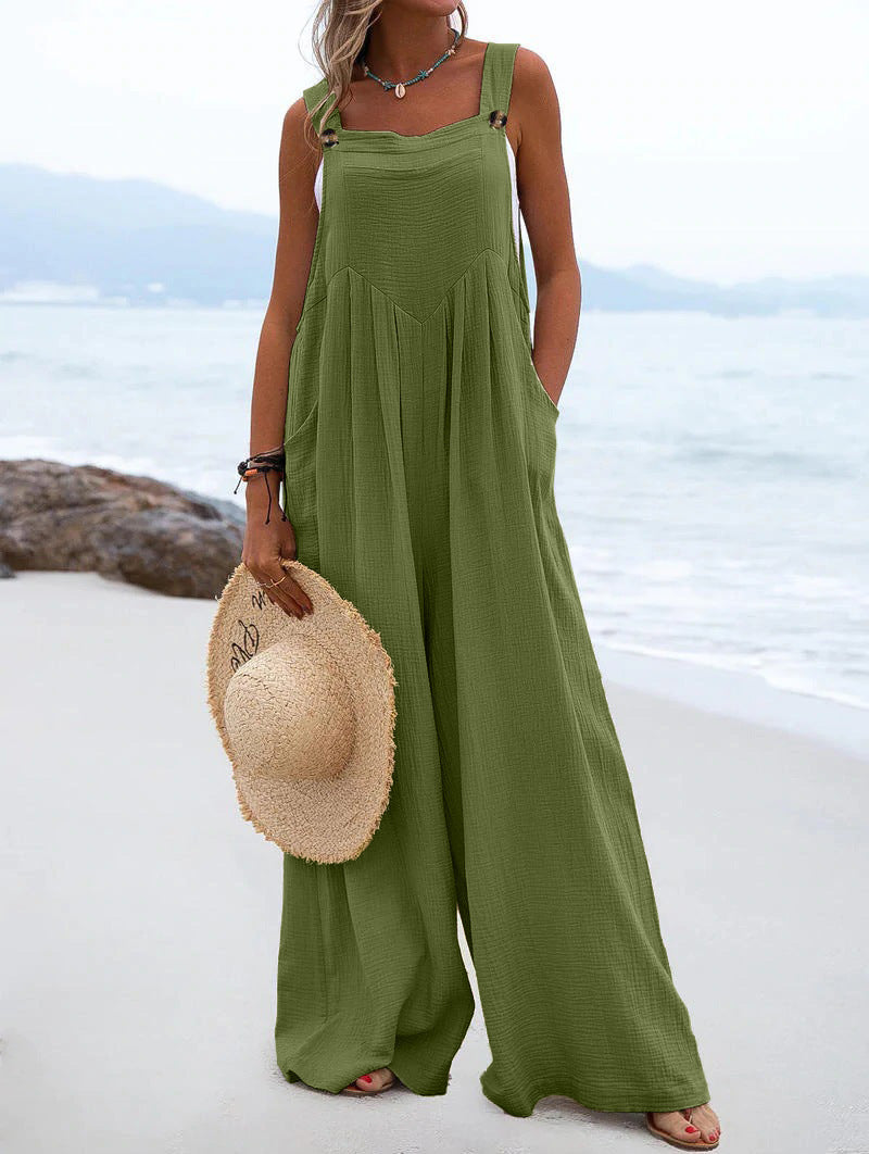Women Casual Jumpsuit with Wide Cut Legs and Pockets Ivyshape