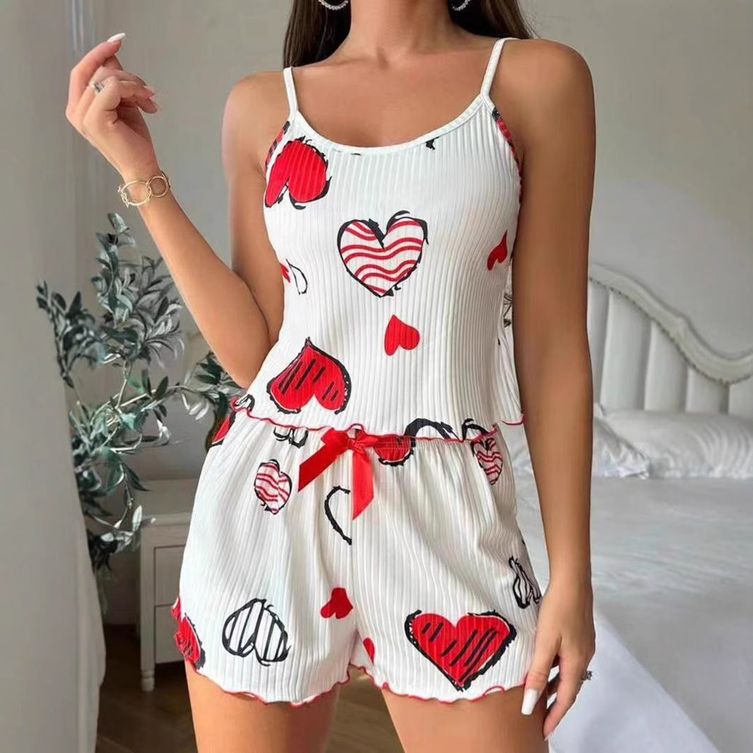 Women's summer two-piece pajama set with strawberry motif Ivyshape