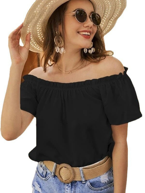 Women Off-Shoulder Ruffle Shirt Ivyshape