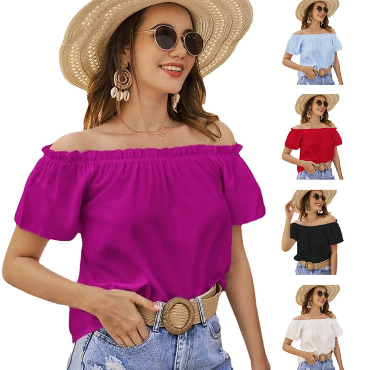 Women Off-Shoulder Ruffle Shirt Ivyshape