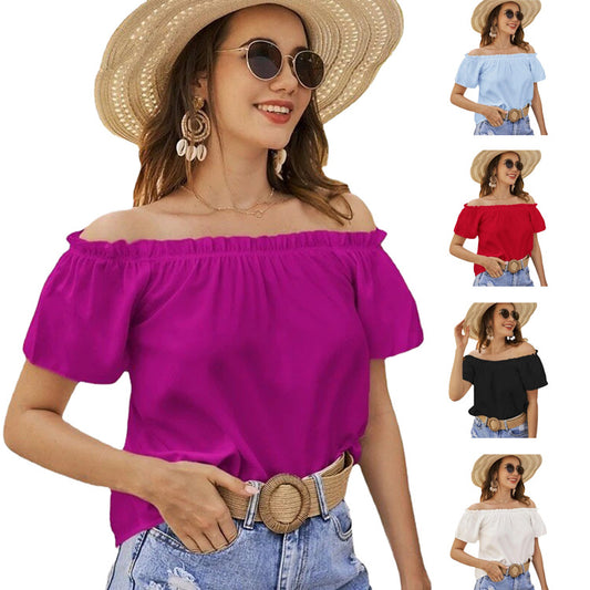 Women Off-Shoulder Ruffle Shirt Ivyshape