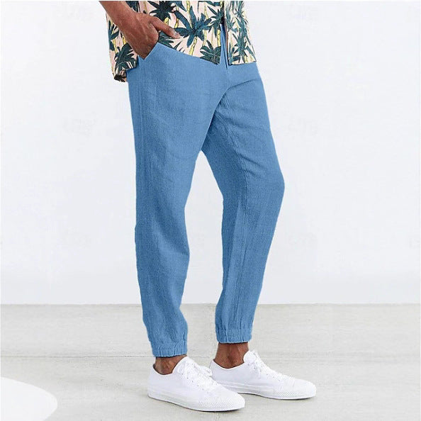 Men's Loose Chino Pants with Elastic Waistband and Side Pockets Ivyshape