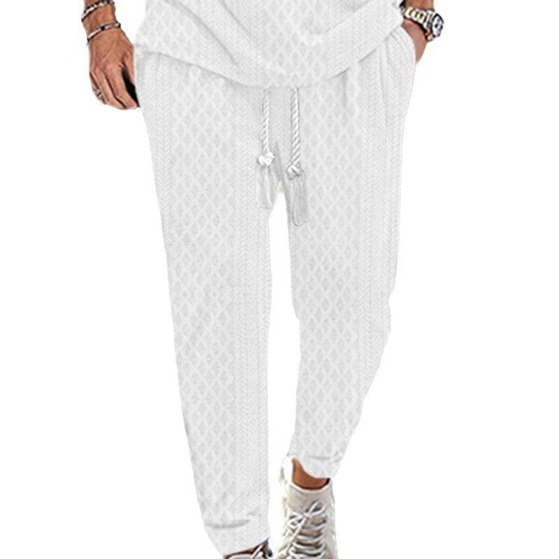 Men's sportive casual pants with elastic waistband and side drawstring Ivyshape