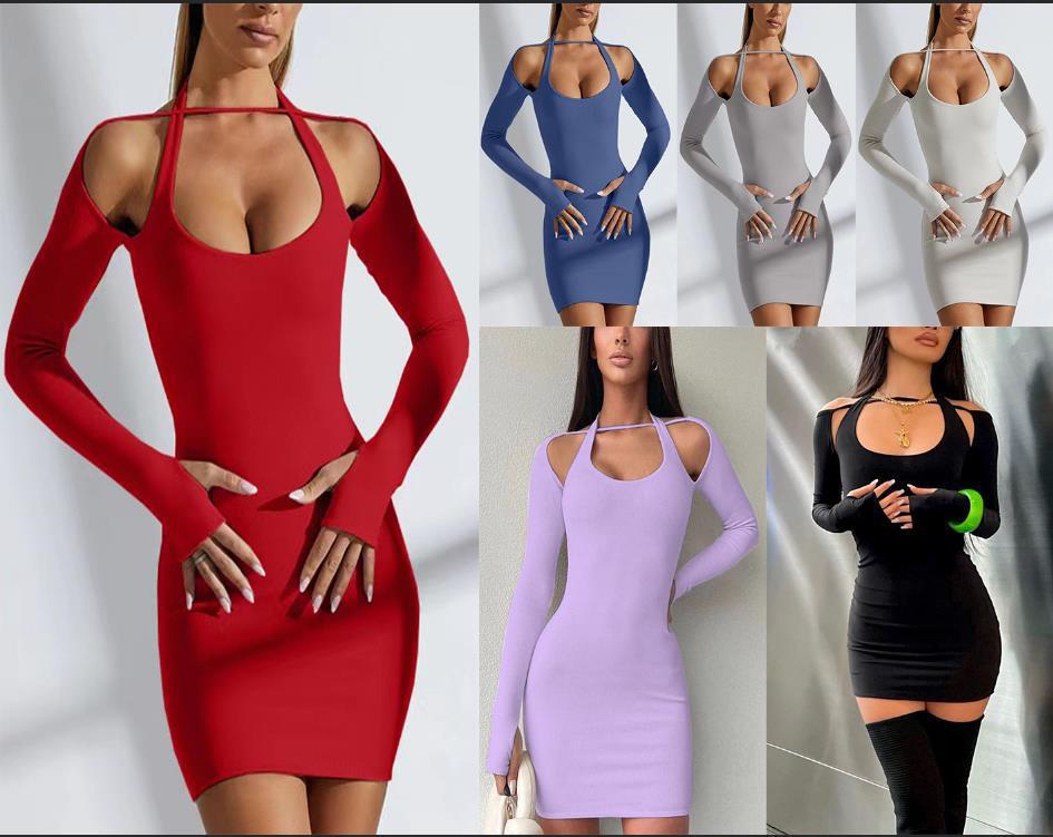 Women One-Sided Open Mini Dress with Long Sleeve Ivyshape