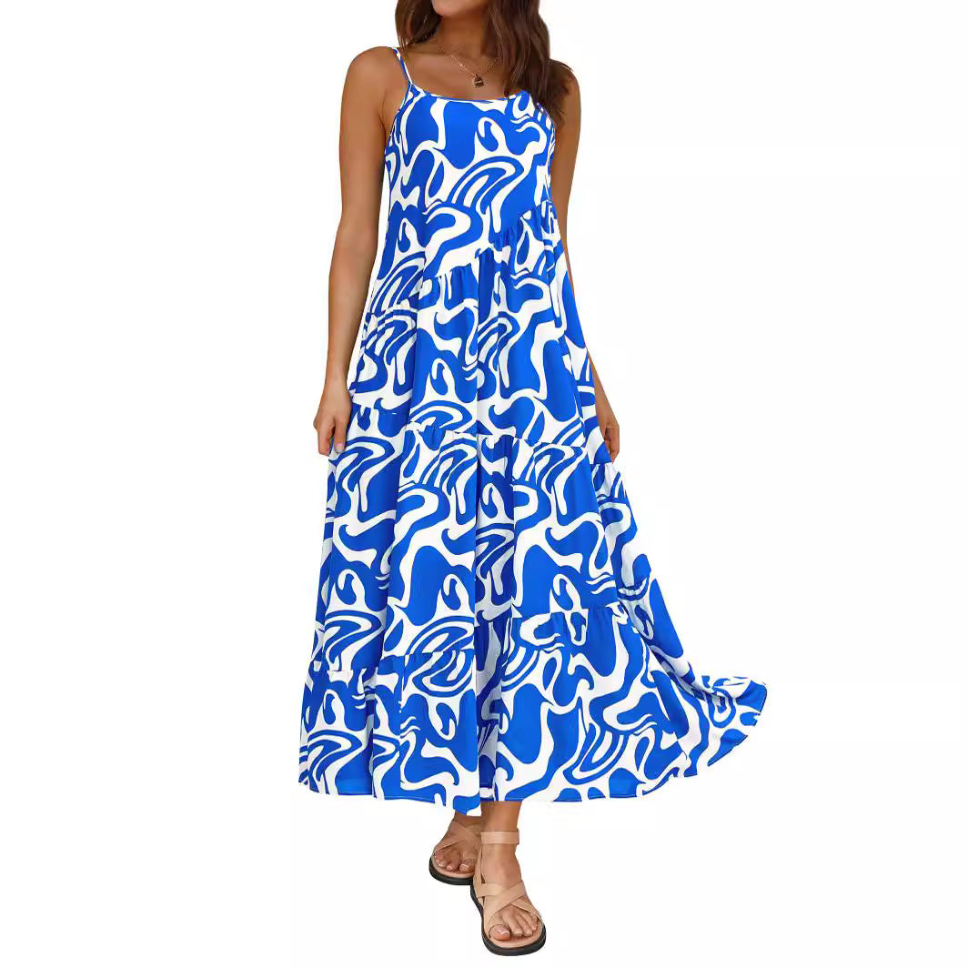 IvyShape | Bohemian Ruched Sleeveless Flowing Beach Skirt