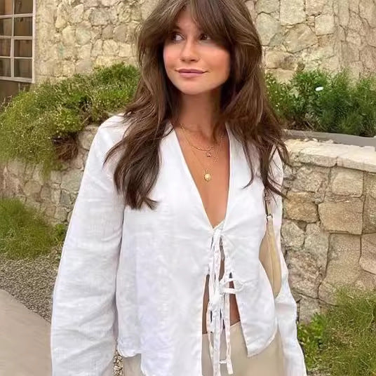 Women's airy linen jacket with drawstring Ivyshape