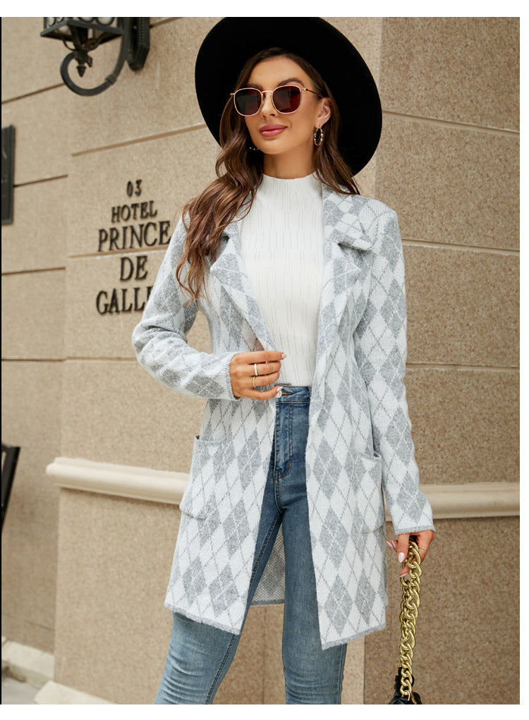 Ivyshape | Long Houndstooth Trench Coat