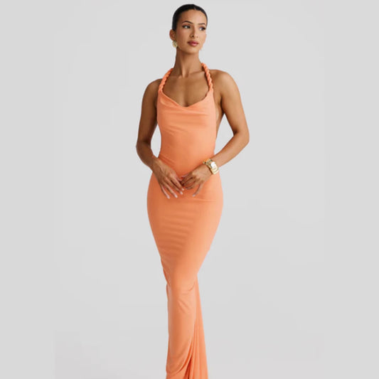 Women Figure-flattering Maxi Dress with Off-the-shoulder Design and Refined Strap Details Ivyshape