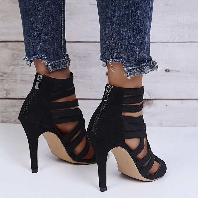 Women Elegant Strap Pumps with Fashionable Cut and High Heel Ivyshape