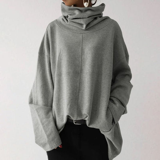 Ivyshape | Oversized Funnel-Neck Sweatshirt for Women