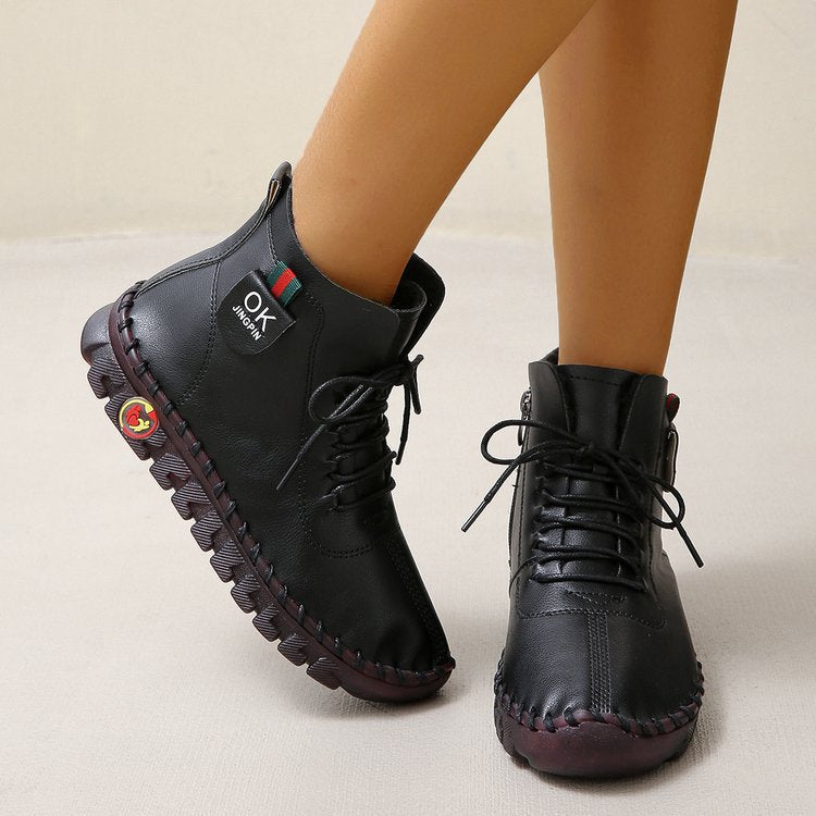 Ladies Leather Ankle Boots Ivyshape