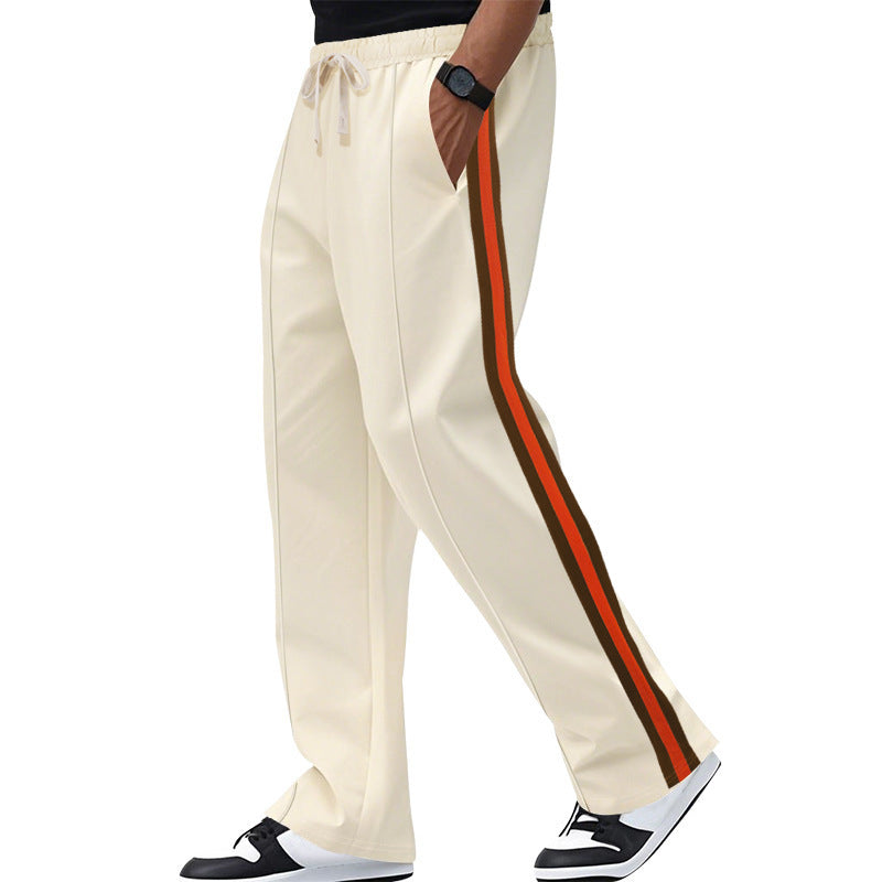 Men's casual sports pants in urban style with contrasting stripes Ivyshape