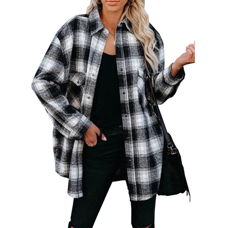 IvyShape | Plaid Lapel Cardigan Shirt