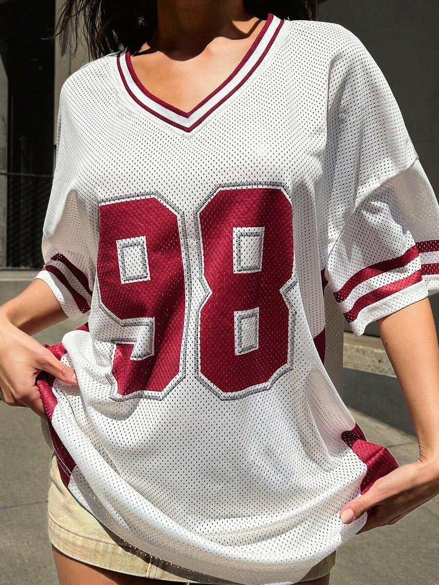 Women’s sporty football jersey with airy mesh structure and V-neck Ivyshape