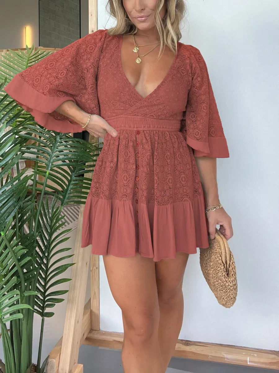 Women Lace Dress in Boho Style Ivyshape