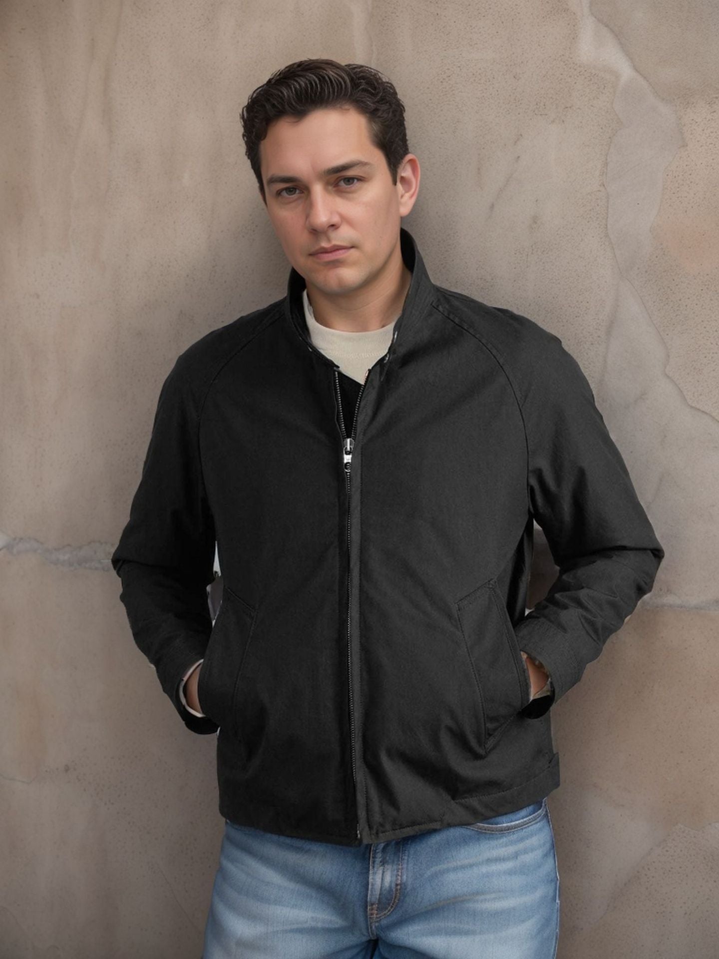 Men's lightweight leisure jacket in modern design with stand-up collar Ivyshape