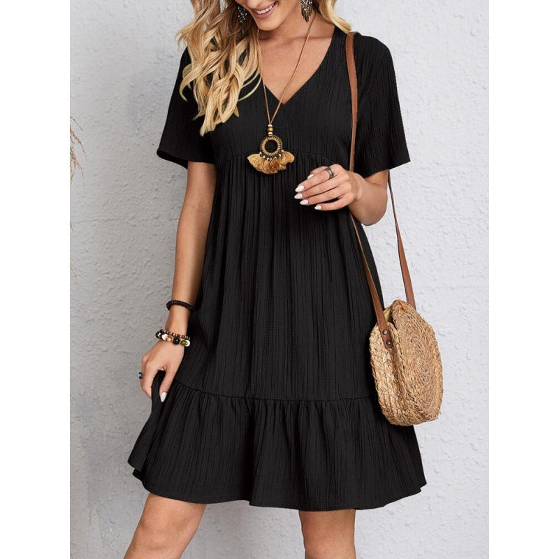 Women Bohemian V-neck Tiered Midi Dress Ivyshape