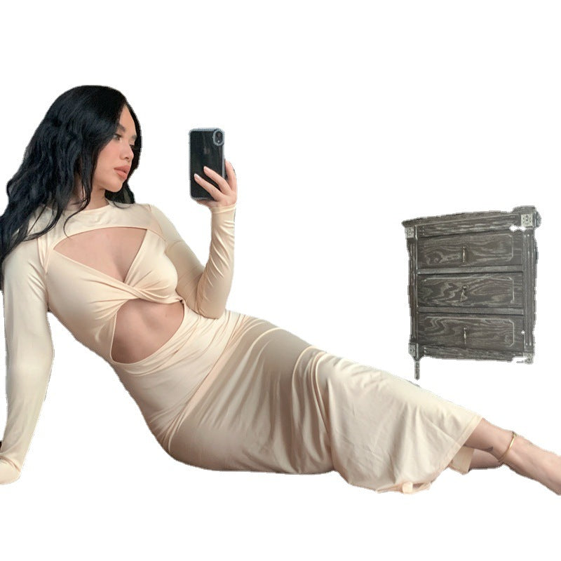 Women Cut-Out Long Sleeve Midi Dress Ivyshape
