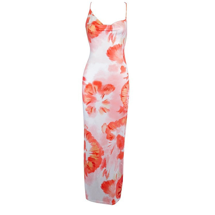 Women's Stretchy Flower Maxi Dress Ivyshape