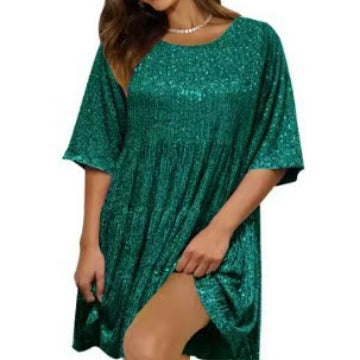 Women Sequined Loose Mini Dress Ivyshape