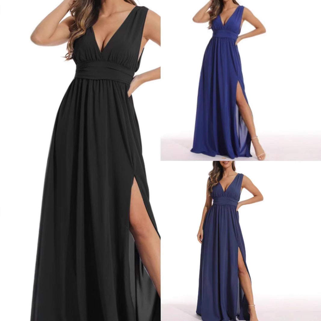Elegant maxi dress with split front for women Ivyshape