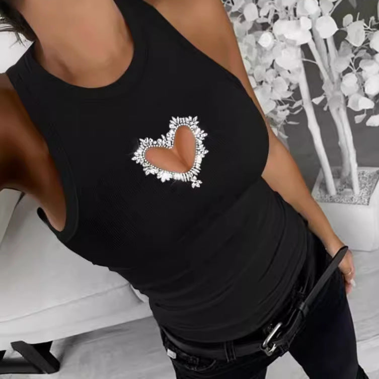 Women's tank top with sparkling heart neckline and subtle embellishments Ivyshape