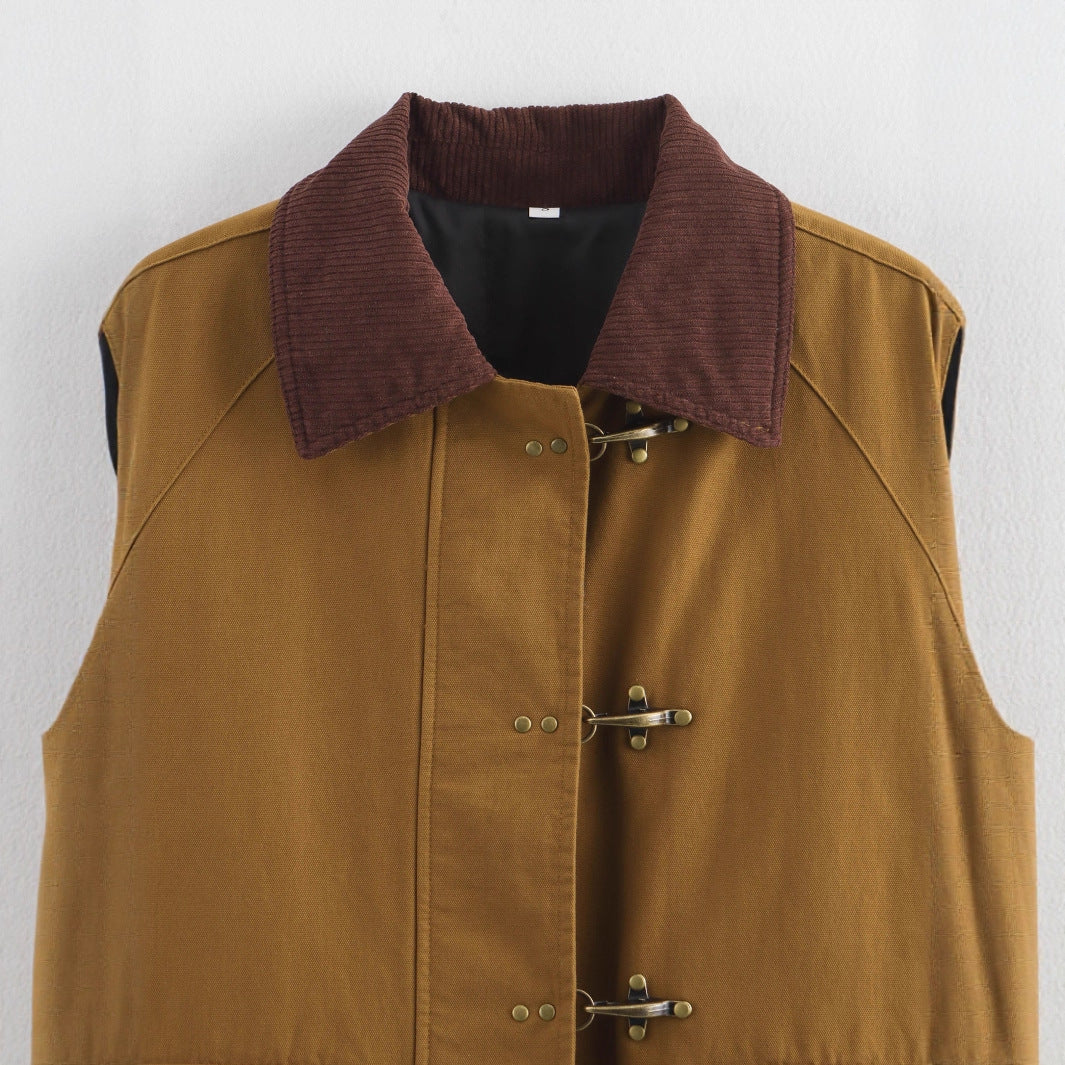 Women's casual utility jacket with functional pockets and practical button closure Ivyshape