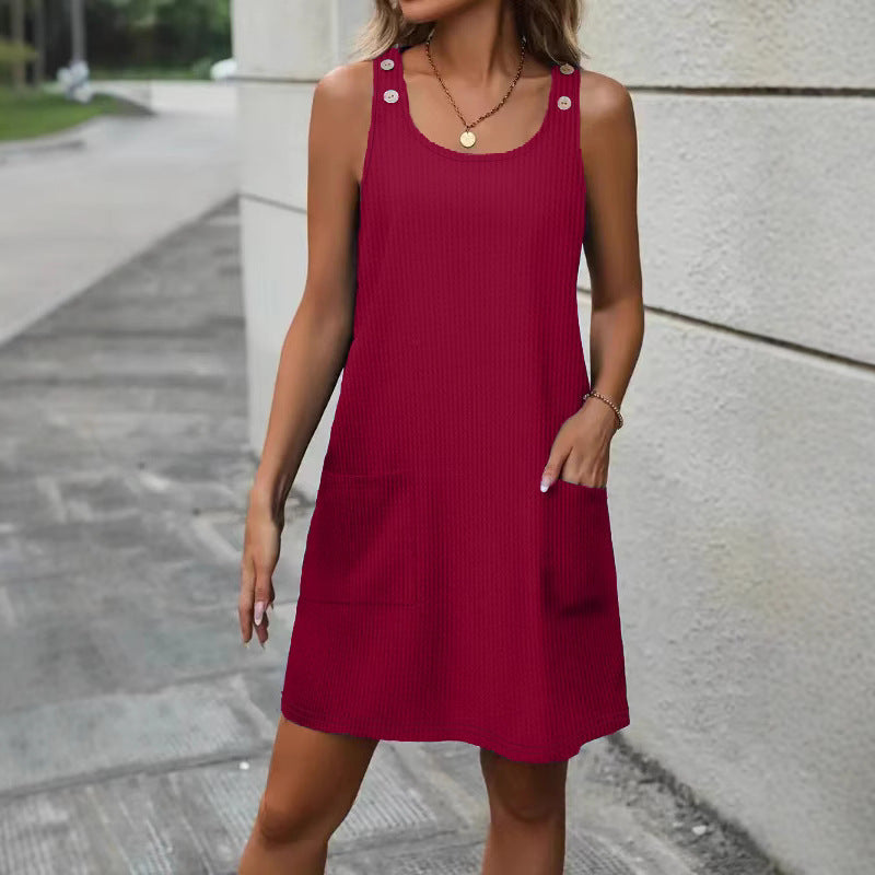 Women's airy tank top dress with practical pockets Ivyshape