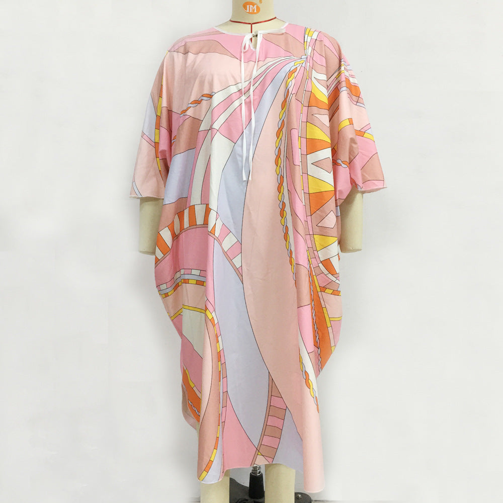 dress Muslim loose large size robe printed dress