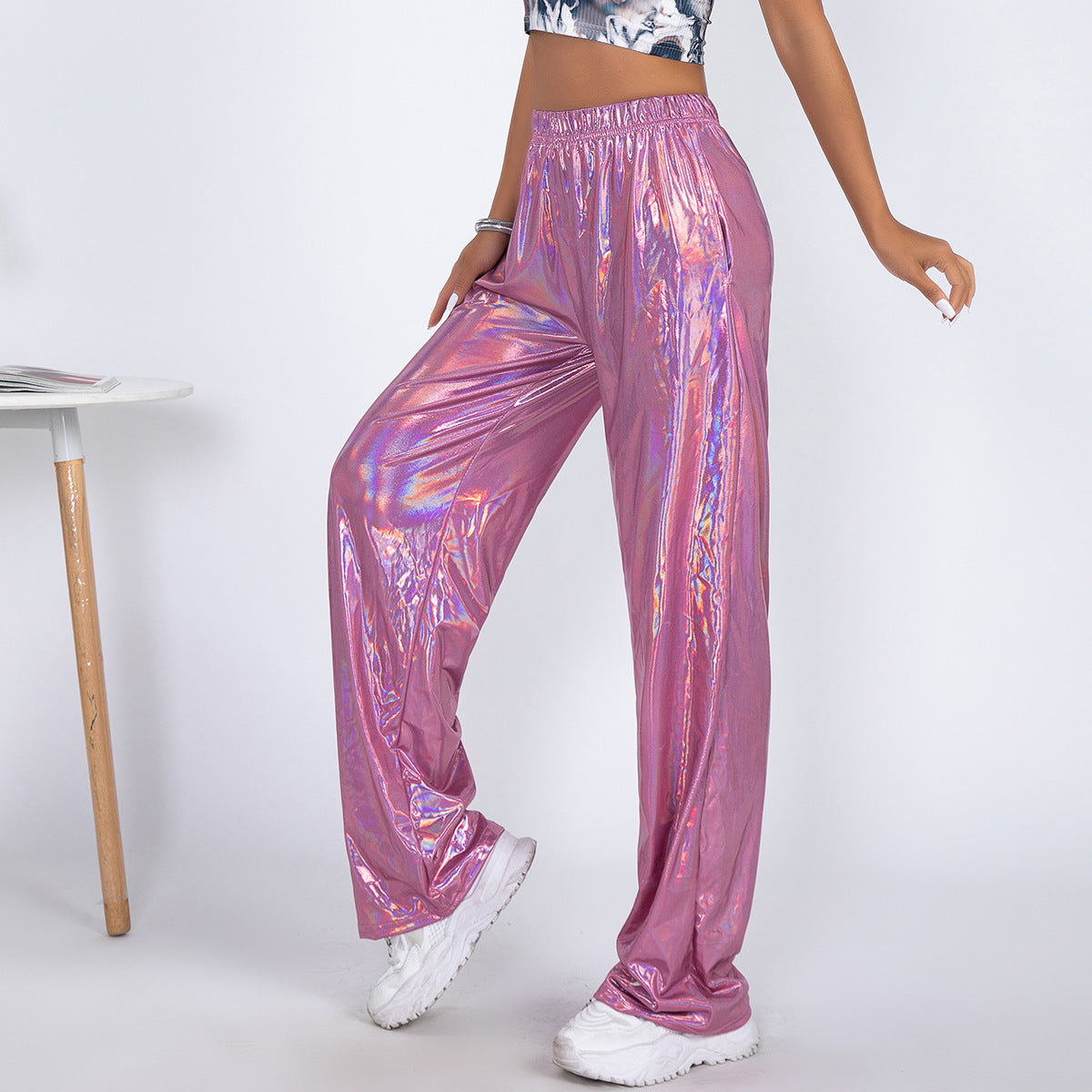 Women Glamorous Sports Pants in Shiny Design Ivyshape