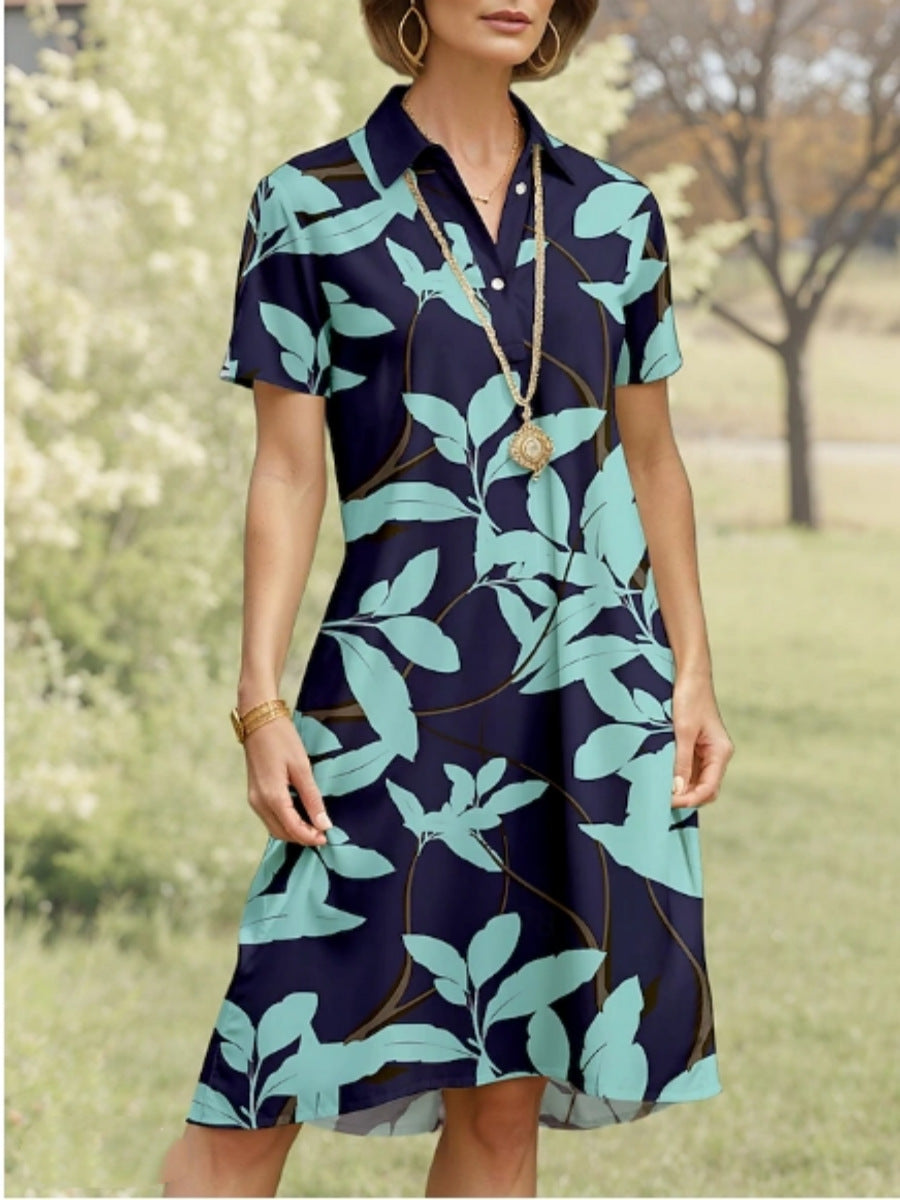 Ladies polo dress with floral design and comfortable cut Ivyshape