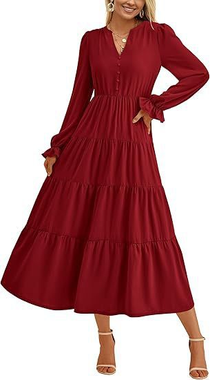 Women’s maxi dress with trendy ruffles and subtle cut-out Ivyshape