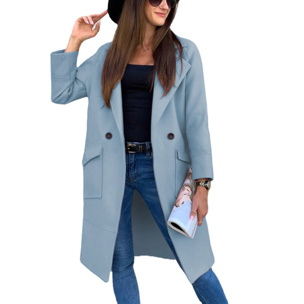 Women's casual oversized coat with modern pockets and elegant lapels Ivyshape